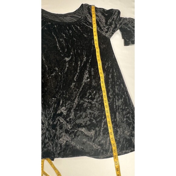 Crushed Velvet Black Mini Dress Womens 2XL Off The Shoulder Bell Sleeves - Picture 5 of 13